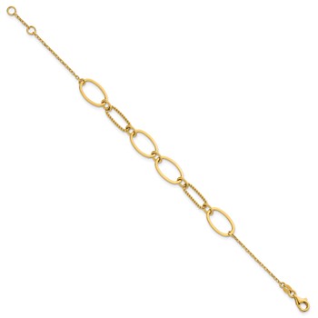 14k Polished And Twisted 9.5mm Oval Links 6.75 inch Bracelet Plus 0.5 inch Extender — alternate view