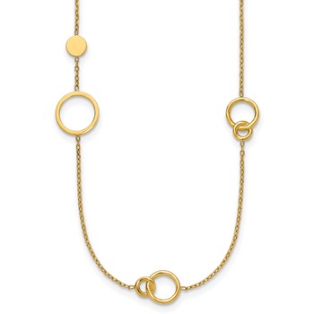 14k Polished Circle and Chain Pattern 25.5 inch Necklace
