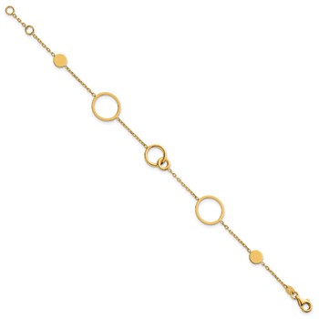 14k Polished Circle and Chain Pattern 7.25 inch Bracelet Plus 0.5 inch Extender — alternate view