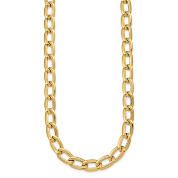 14k Polished And Textured 8mm Long Curb Link 18 inch Necklace — alternate view