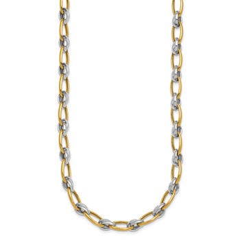 14k Two-tone Polished 7mm Fancy Oval Chain 17.75 inch Necklace — alternate view