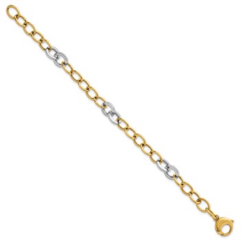 14k Two-tone Polished 9.75mm Fancy Circle Cable Chain 7.5 inch Bracelet — alternate view