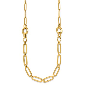 14k Polished Fancy Paperclip Link 17.25 inch Necklace — alternate view