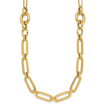 14k Polished Fancy Paperclip Link 17.25 inch Necklace