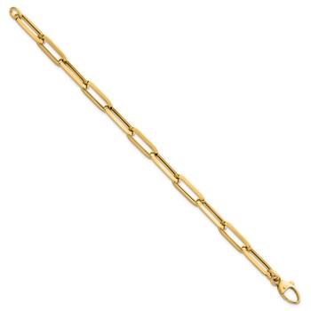 14k Polished 7mm Paperclip Link Chain 7.5 inch Bracelet — alternate view