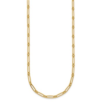 14k Polished 3.75mm Paperclip and Round Link 18 inch Necklace — alternate view