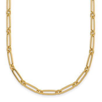 14k Polished 3.75mm Paperclip and Round Link 18 inch Necklace