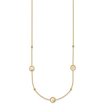 14k Polished Stars in Circle with Diamond-cut Beads 7-Station 16.75 inch Necklace — alternate view