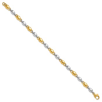14k Two Tone Polished 5.25mm Round Fancy Link 7.25 inch Bracelet — alternate view