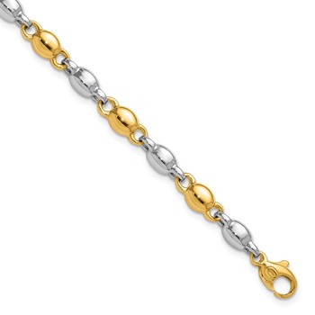 14k Two Tone Polished 5.25mm Round Fancy Link 7.25 inch Bracelet
