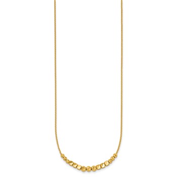 14K Polished Diamond-cut and Square Beaded 16 Inch Necklace Plus 2 Inch Extender — alternate view