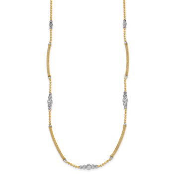 14k Two-Tone Woven Bars and Diamond-cut Beads 16.75 inch Necklace — alternate view