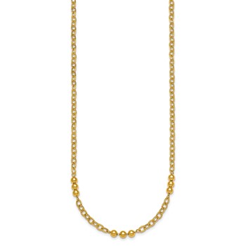 14K Polished 3.5mm Fancy Beaded and Cable Link 18 inch Necklace — alternate view