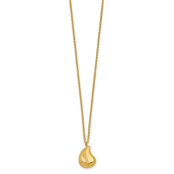 14k Polished And Brushed Curved Teardrop 16 inch Necklace Plus 2 inch Extender — alternate view