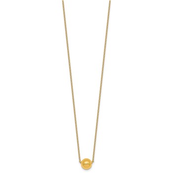 14k Polished 7.5mm Round Bead 16 inch Necklace Plus 2 inch Extender — alternate view
