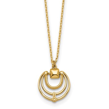 14k Polished and Textured Fancy Circles 17 inch Necklace