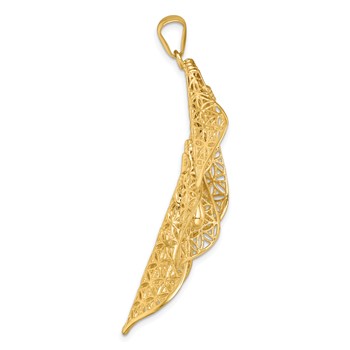 14k Polished Filigree Calla Lily Flower Pendant — alternate view