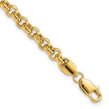 14k Polished Fancy 5mm Rolo Link 7.5 inch Bracelet