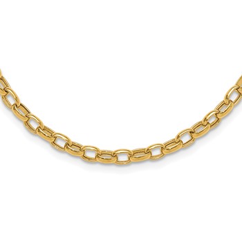 14k Polished 4.5mm Fancy Oval Link 18 inch Necklace