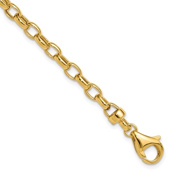 14k Polished 4.5mm Fancy Oval Link 7.5 inch Bracelet