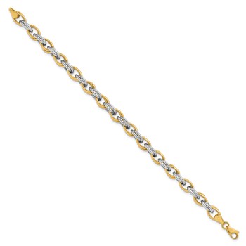 14k Two-tone Fancy Hollow Link Bracelet — alternate view
