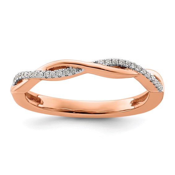 14K ROSE GOLD 1.00 TCW DIAMOND CUBAN BRAIDED SI-2 CLARITY H COLOR WIDE BAND  RING
