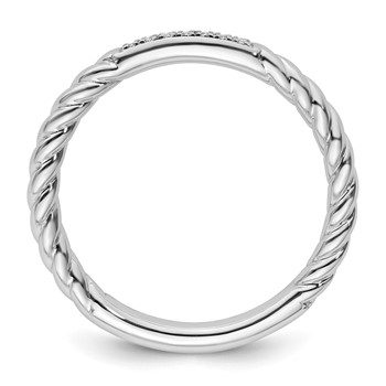 14k White Gold Stackable Expressions Diamond Twisted Ring — alternate view