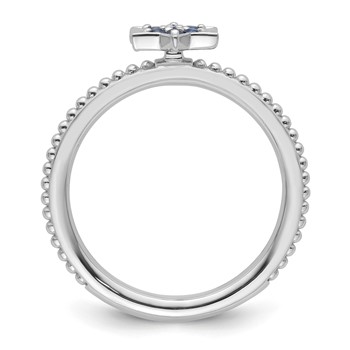 14k White Gold Stackable Expressions Created Sapphire Star Ring — alternate view