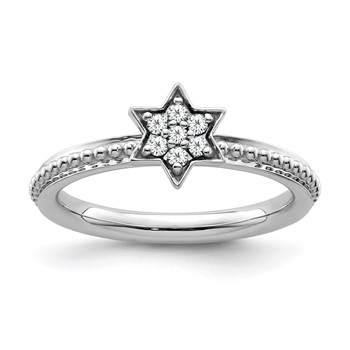 14k White Gold Stackable Expressions Diamond Star Ring