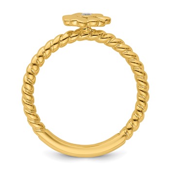 14k Stackable Expressions Diamond Flower Twisted Ring — alternate view