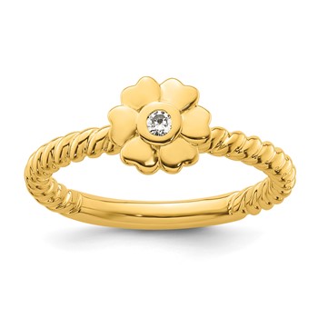 14k Stackable Expressions Diamond Flower Twisted Ring