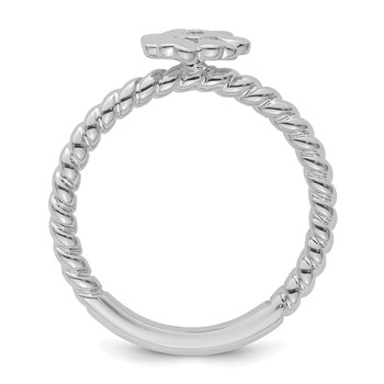 14k White Gold Stackable Expressions Diamond Flower Twisted Ring — alternate view