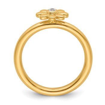 14k Stackable Expressions Diamond Flower Ring — alternate view