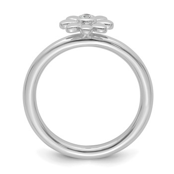 14k White Gold Stackable Expressions Diamond Flower Ring — alternate view