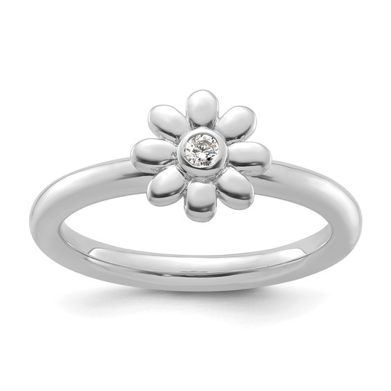 Sterling Silver Stackable Expressions Floral Ring Sterling Silver Stackable Expressions Floral Ring