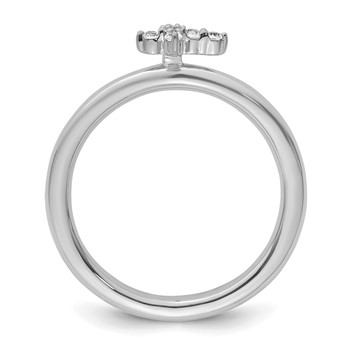 14k White Gold Stackable Expressions Diamond Cross Ring — alternate view