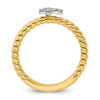 14k Two-tone Gold Stackable Expressions Diamond Cross Ring — alternate view