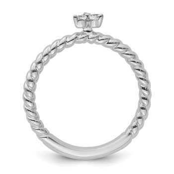 14k White Gold Stackable Expressions Diamond Twisted Ring — alternate view
