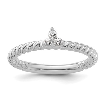 14k White Gold Stackable Expressions Diamond Twisted Ring