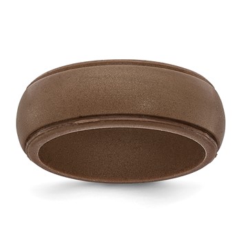 Silicone Bronze Metallic 8mm Ridged Edge Band Size 10
