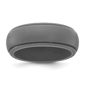 Silicone Dark Grey 8mm Ridged Edge Band Size 10