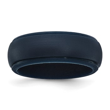 Silicone Navy Blue 8mm Ridged Edge Band Size 10