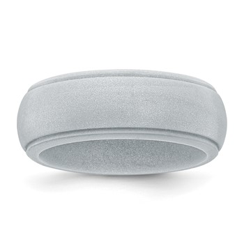 Silicone Silver Metallic 8mm Ridged Edge Band Size 10