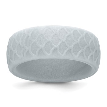 Silicone Metallic Silver 8.70mm Fish Scale Pattern Band