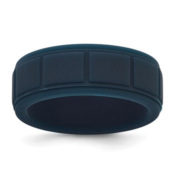 Silicone Dark Blue 8mm Grid Pattern Band