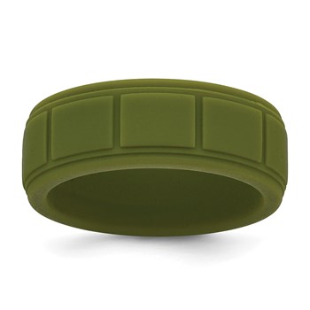 Silicone Olive Green 8mm Grid Pattern Band