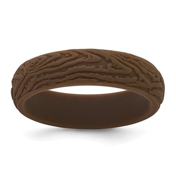 Silicone Brown 5.70mm Wood Grain Pattern Band