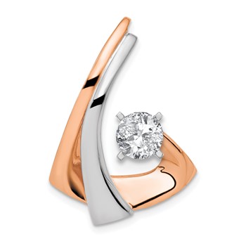 14k Two-tone White and Rose Gold Peg-Set Diamond Slide Mounting Fits up to 2mm Regular/6mm Fancy or Reversible Omega