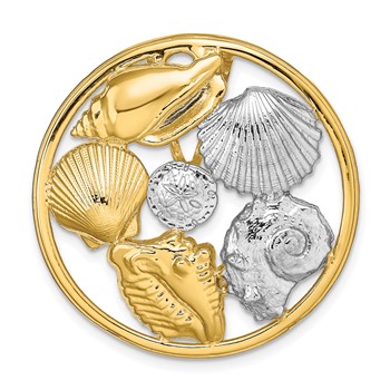 14K with White Rhodium Shell Cluster in Circle Slide