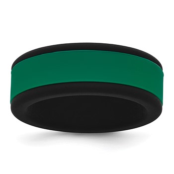 Silicone Black with Removable Green Center 8mm Band
